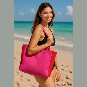 Summersalt Neoprene Beach Tote Pink Red NWT